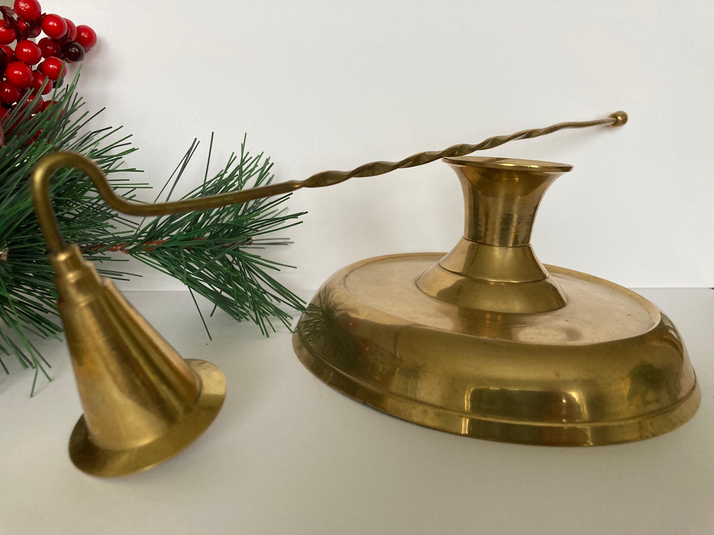 Candleholder Brass Candle Snuffer Swedish Item Candelabra Etsy UK