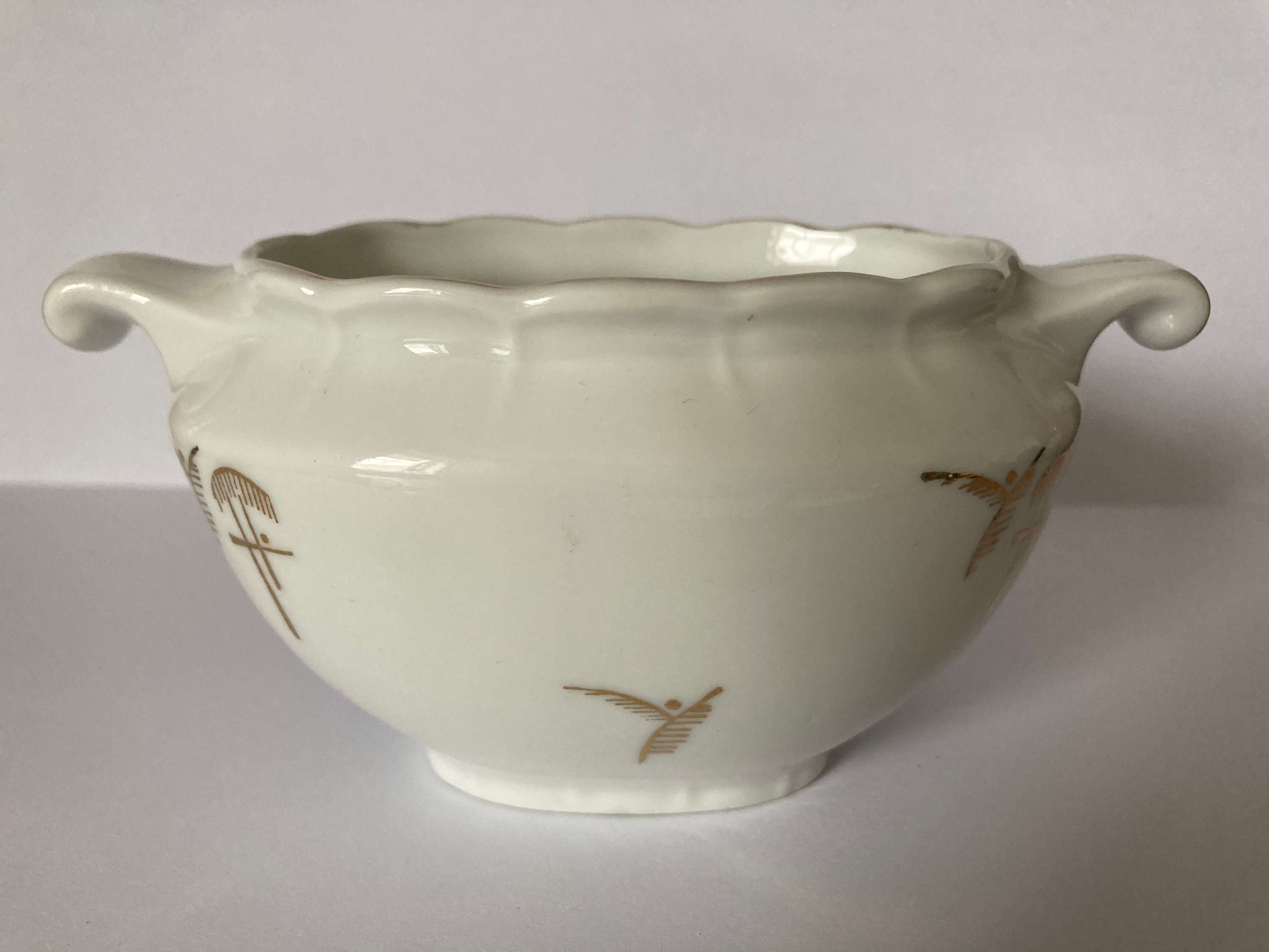Vintage 1930s Art Deco Victoria China Czechoslovakia China Sugar Bowl - Art deco Collectibles