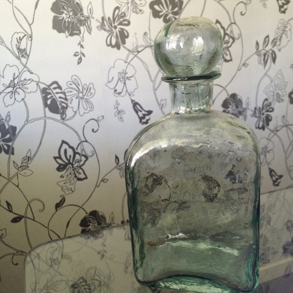 Large decorative glass bottle  Skandinavien glass Home decor Made in Sweden  Vintage item