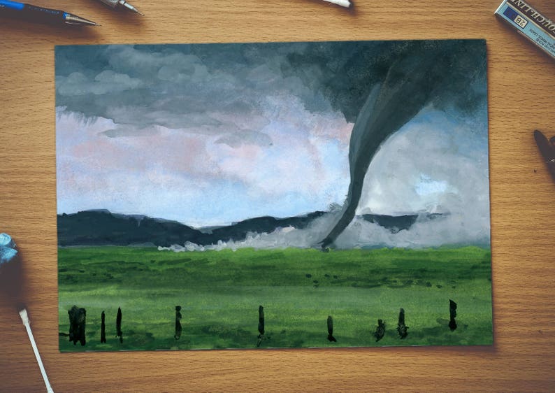 Tornado 5x7 watercolor POSTCARD