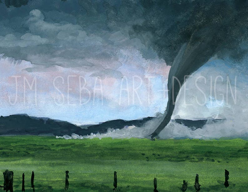 Tornado 5x7 watercolor POSTCARD