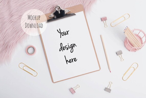 Clipboard Mockup Styled Stock Photography Pink Fur Styled Photo