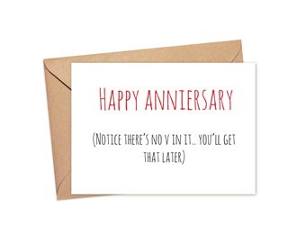 Funny Anniversary Card for Boyfriend Husband, Dirty Anniversary Card, Naughty Card for Him, Adult Humor Card, Rude Anniversary Gift