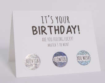 Funny Scratch Off verjaardagskaart, vuile verjaardagskaart voor vriend of echtgenoot, ondeugende match 3 kaart, volwassen humor grap cadeau