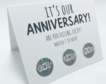 Divertente biglietto d'anniversario piccante da grattare, abbina 3 per vincere, biglietto d'anniversario malizioso per lui, biglietto d'auguri umoristico per adulti per fidanzato/marito