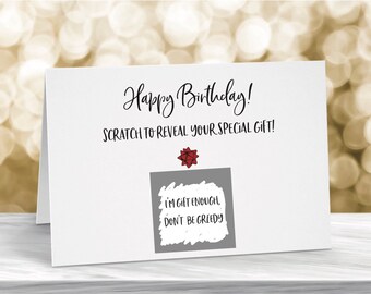 Grappige kraskaart verjaardag, sarcastische verjaardagskaart, Gag Gift Card, grappige kaart voor vriend, volwassen humor verjaardagskaart
