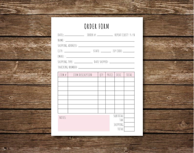 order form order template small business form business etsy
