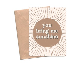 Biglietto "Mi porti il sole", biglietto d'amore minimalista, biglietto per un amico, biglietto d'anniversario carino per il partner, biglietto d'auguri estetico neutro