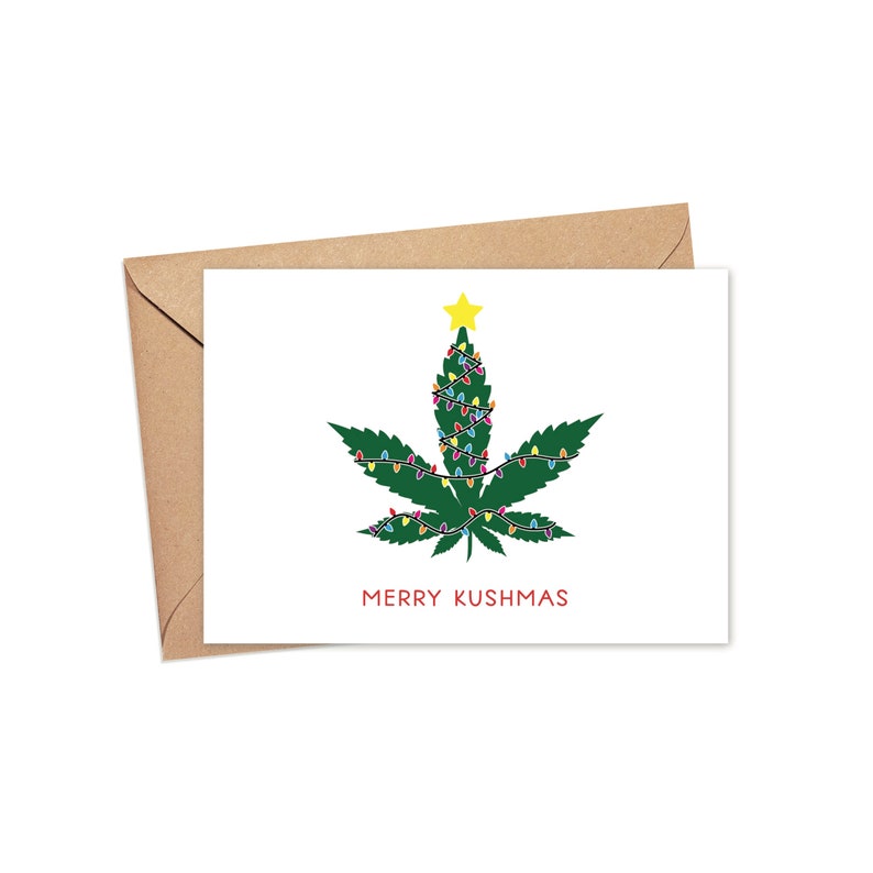 Merry kushmas weed lover Christmas card cbd card marijuana | Etsy