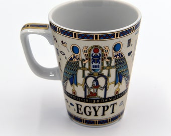 Egyptian Coffee Mug with 2 variant pharaohs designs Highlighted with gold paint - EGM010