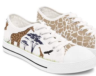 Giraffe Shoes, Canvas Shoes Women, Giraffe Gifts For Women, Giraffe Shoes For Women, African Shoes For Women, Gift, Giraffe Print Shoes.