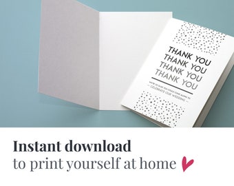 Printable elegant wedding PDF thank you cards | Download Gatsby wedding thank you card PDF | Gatsby wedding thank you instant download