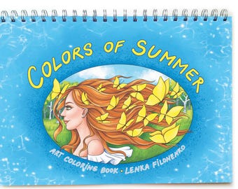 サイン入り夏の大人向け塗り絵ブック – 手描きアーティスト版