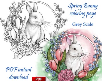 Colour Paper Rabbit Spring Spring Rabbit Line Art Coloring Page - Hand Drawn (PDF Download) - Etsy ...