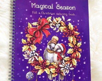 Christmas and Fall Coloring Book for adults, MAGICAL SEASON, High quality artist print