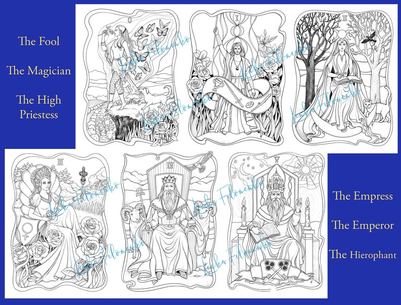 Tarot Coloring Book printable PDF Major Arcana coloring ...