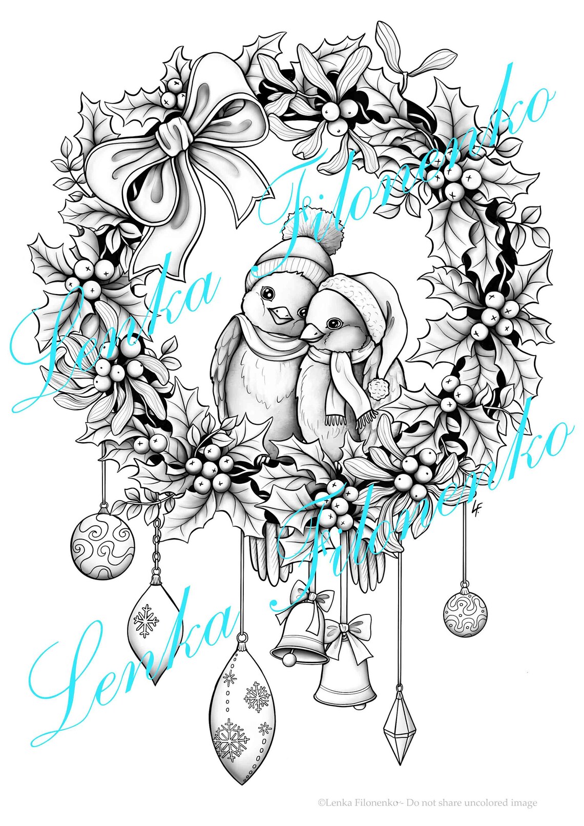 Christmas Set of Coloring Pages GREY SCALE N.1 PDF Download | Etsy