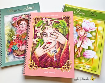 Set of 3 Coloring Books: Victorian Grace, Fairy Bliss, Enigma