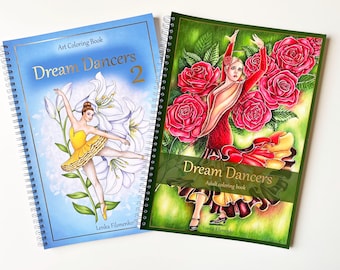大人向け塗り絵セット 2冊セット – ドリームダンサー、フィジカルアートプリント