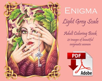 ENIGMA Grey Scale, Pdf Adult Coloring book,  Download and print 21 images