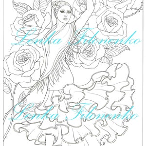 Dream Dancers LINE ART pdf Adult Coloring book download and print 21 images image 3