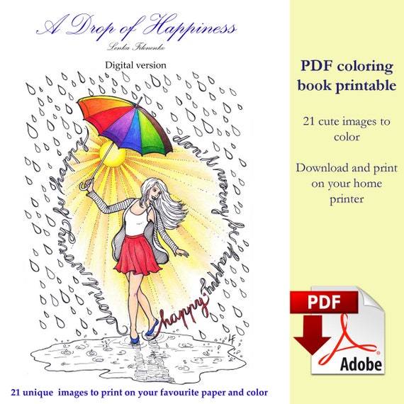 Download Drop Of Happiness Adult Coloring Book Pdf Download And Print Etsy