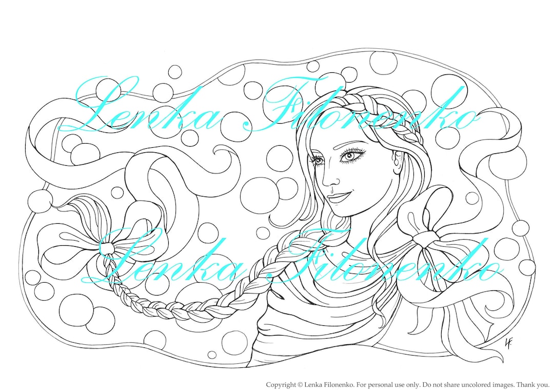 Coloring Page for Adults Arts Coloring Page Bubbles Girl - Etsy