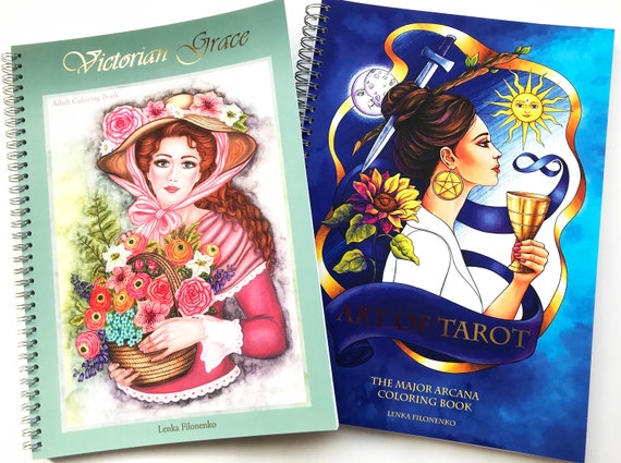 Set of Two Coloring Books Victorian Grace and Art of Tarot, Adult Coloring  Book, Art Therapy, High Quality Artist Print 