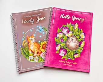 手描き動物ぬり絵ブック – アーティストプリントセット（2冊セット）