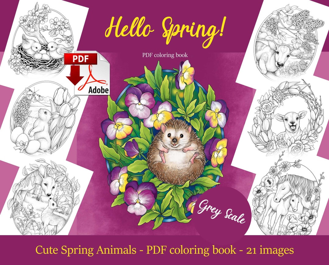 Spring Scale Colouring Diagram Printable Spring Greyscale Coloring Book, Hello Spring! PDF Download - Etsy
