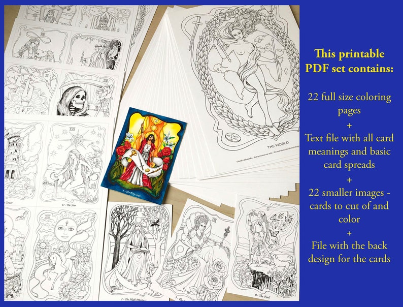 Download Tarot Coloring Book printable PDF Major Arcana coloring book | Etsy