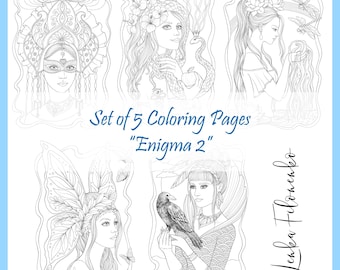 Set of 5 coloring pages, Enigma 2 - PDF download and print