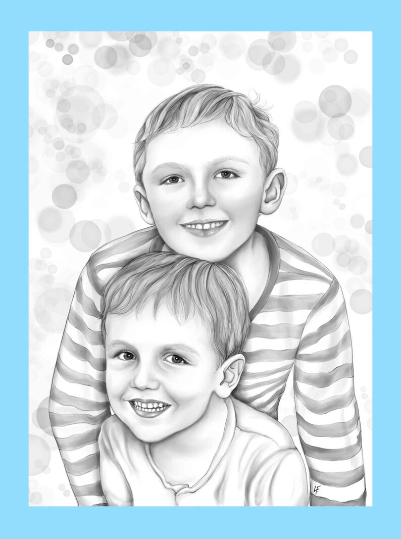 Realistic Custom Portrait With A Background Per Your Choice 2 Fileswithwithout Background Kids Portrait Ready For Printing