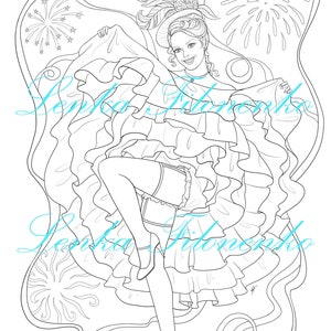 Dream Dancers LINE ART pdf Adult Coloring book download and print 21 images image 6