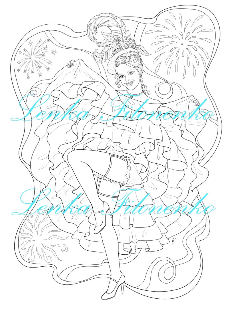 Dream Dancers LINE ART pdf Adult Coloring book download and print 21 images image 6