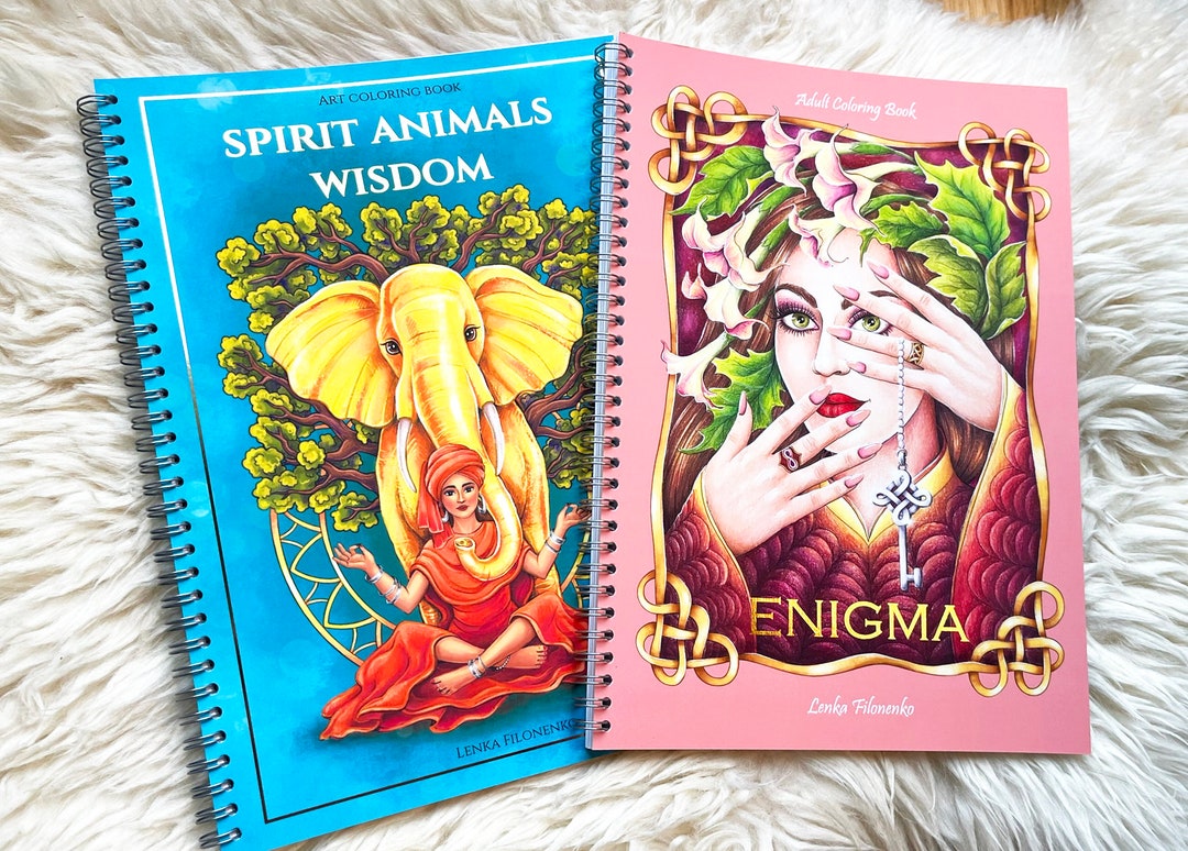 Coloring Book Set Enigma, Spirit Animals Wisdom Artist Print Etsy