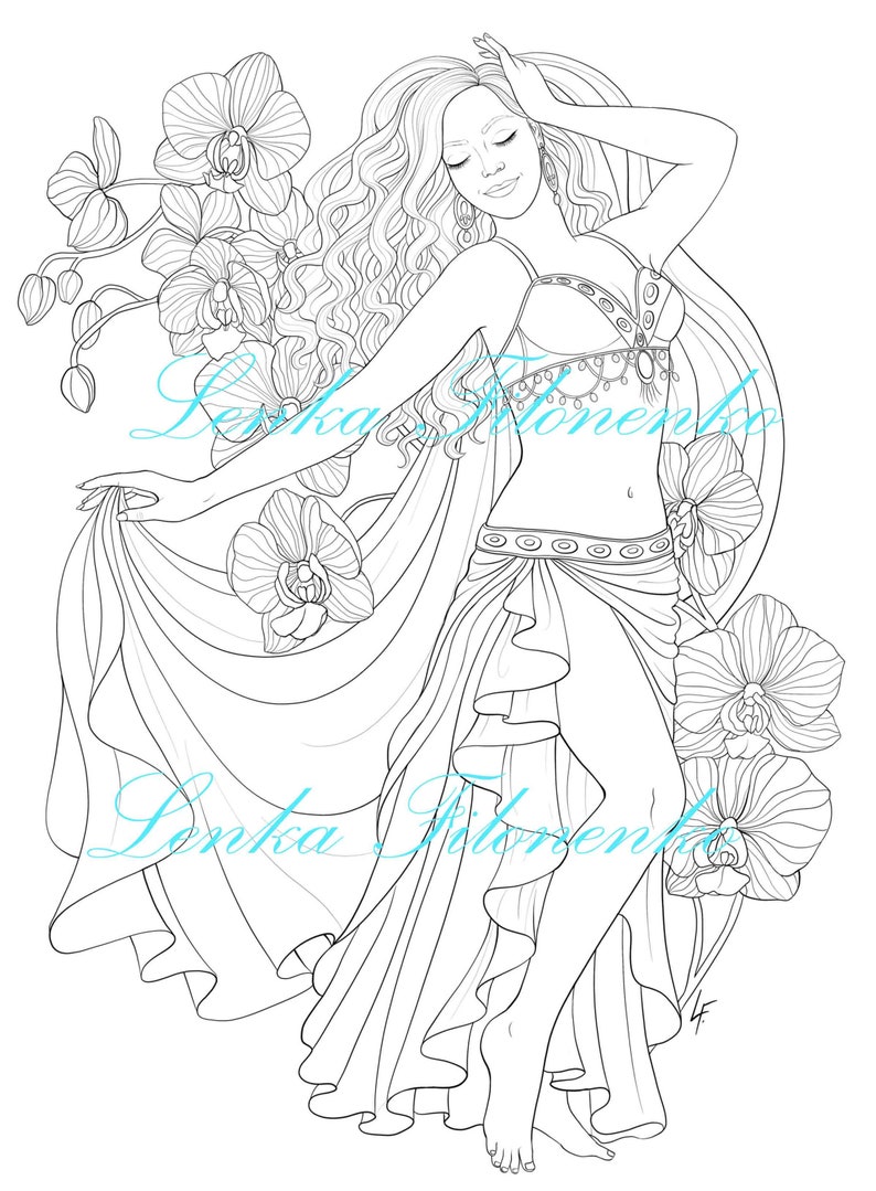 Dream Dancers LINE ART pdf Adult Coloring book download and print 21 images image 5