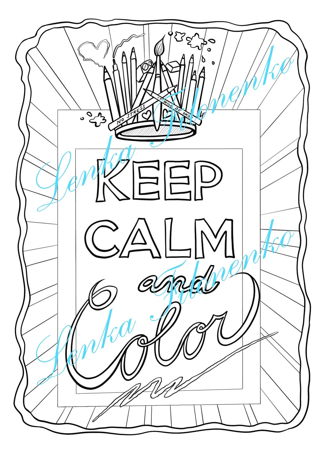 Coloring Page for Adults Keep Calm and Color Adult Coloring Etsy