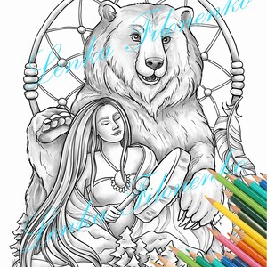 Printable Greyscale Spirit Animals Coloring Book, PDF download image 6