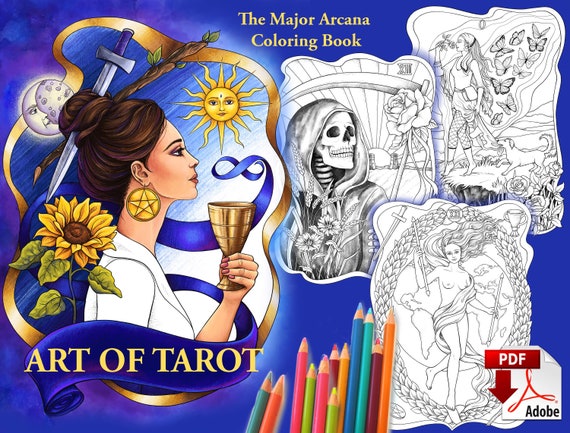 Download Tarot Coloring Book Printable Pdf Major Arcana Coloring Book Etsy