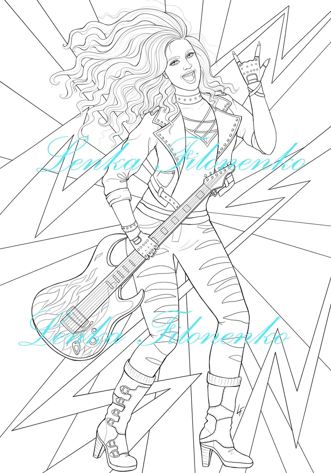 Coloring Page for Adults Rock Dancer Line Art PDF Download - Etsy