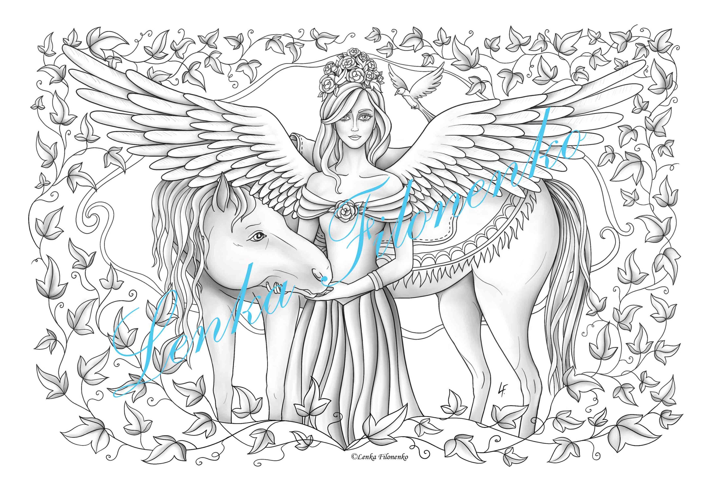 coloring page for adults coloring page cute greyscale fairy etsy new zealand