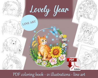 動物の塗り絵 - 印刷可能な線画イラスト（PDFダウンロード）