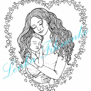 Coloring page for adults, Mothers Love - PDF download and print