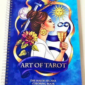 Impression d'artiste de livre de coloriage tarot, livre de coloriage pour adultes art du tarot, coloriage arcanes majeurs