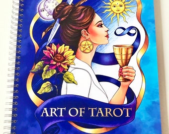 Impression d'artiste de livre de coloriage tarot, livre de coloriage pour adultes art du tarot, coloriage arcanes majeurs