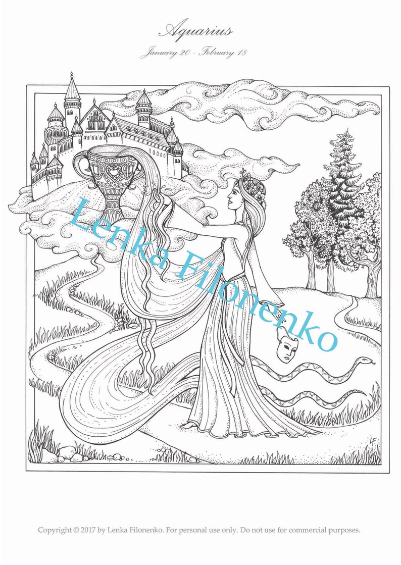 Coloring page for adults Arts Coloring page AQUARIUS ...