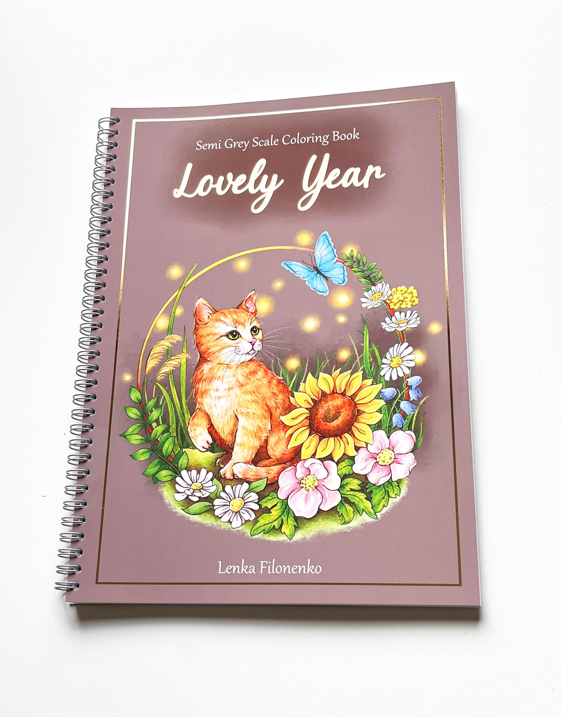 LOVELY YEAR semi Greyscale, Coloring Book for adults, High quality artist print