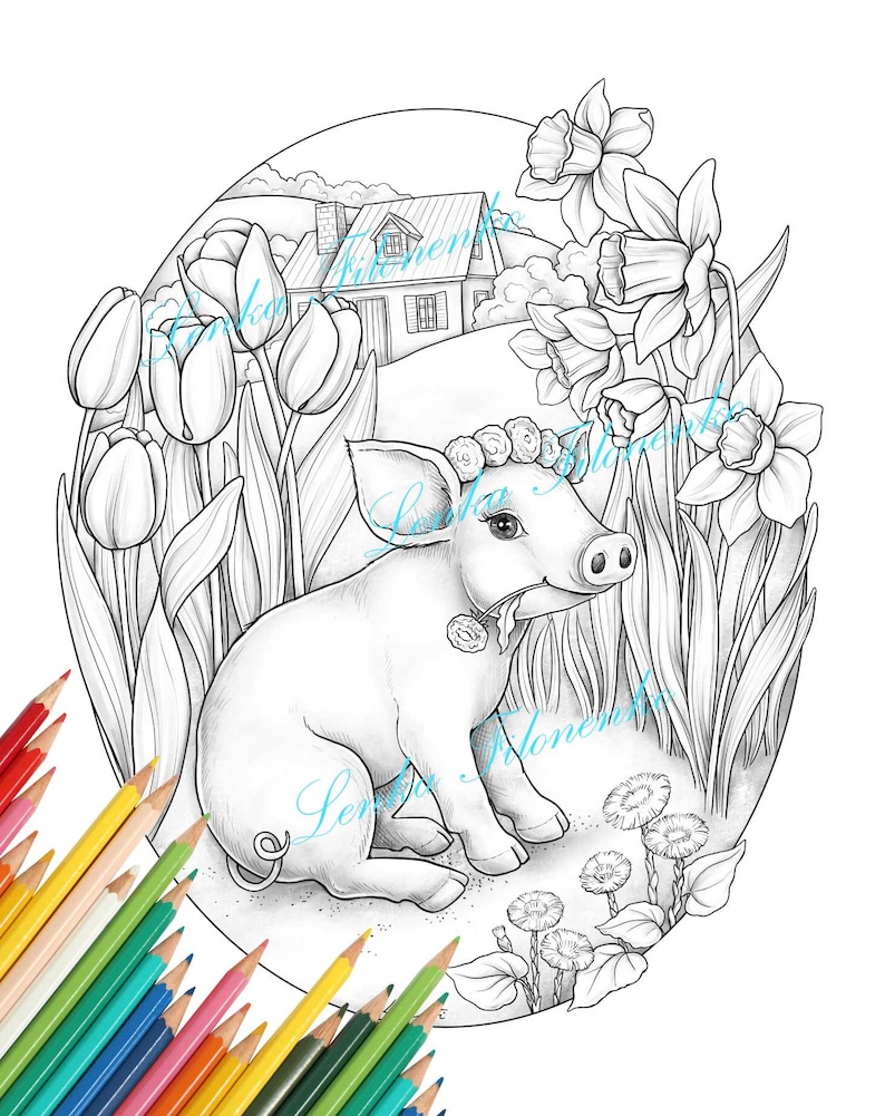 Hallo lente kleurboek – babydieren en bloemen, A4-kunstenaarseditie afbeelding 3