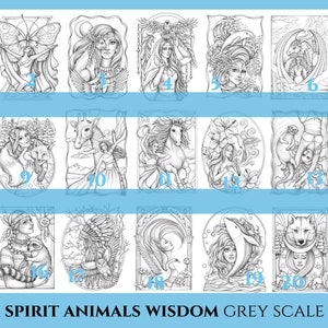 Printable Greyscale Spirit Animals Coloring Book, PDF download image 7